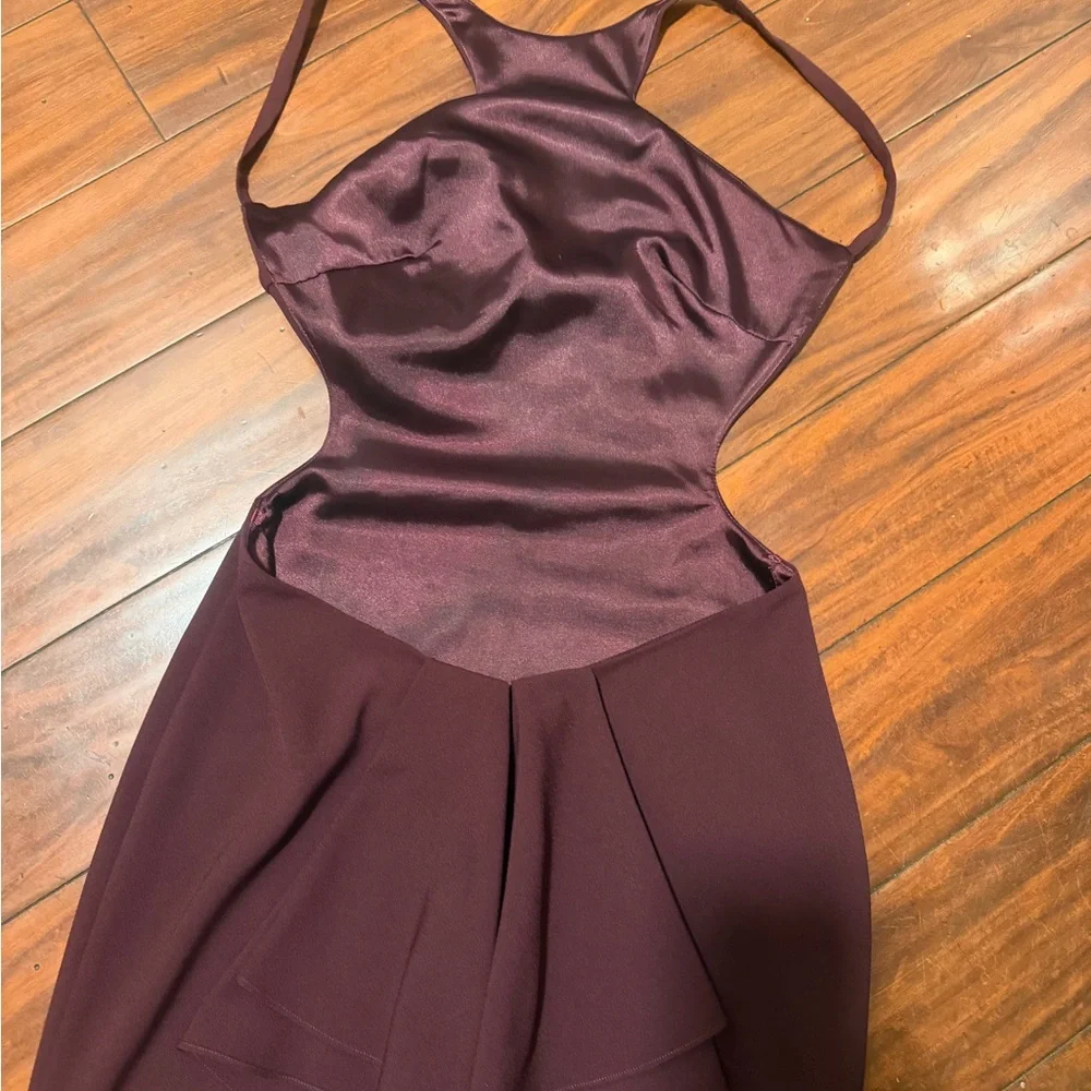 Jovani Wine Open-Back Ruffle Evening Gown - Picture 3 of 7